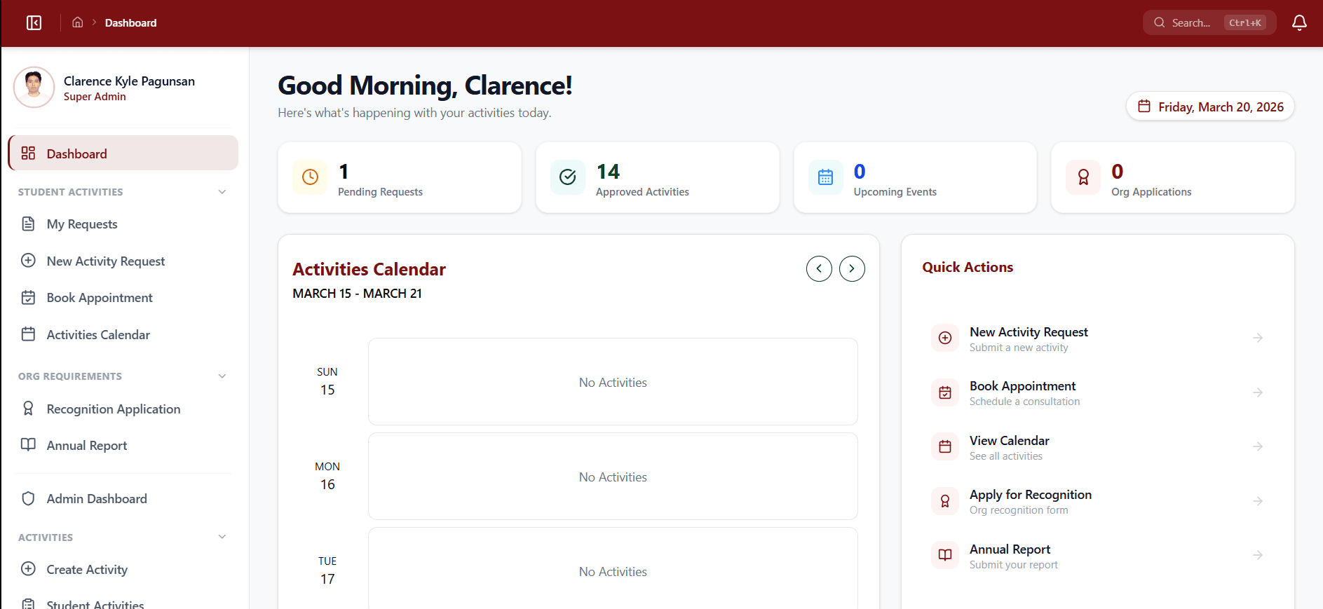Search and filter view