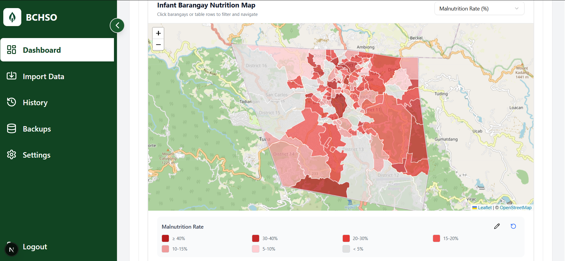 Baguio Health Services aggregated report view